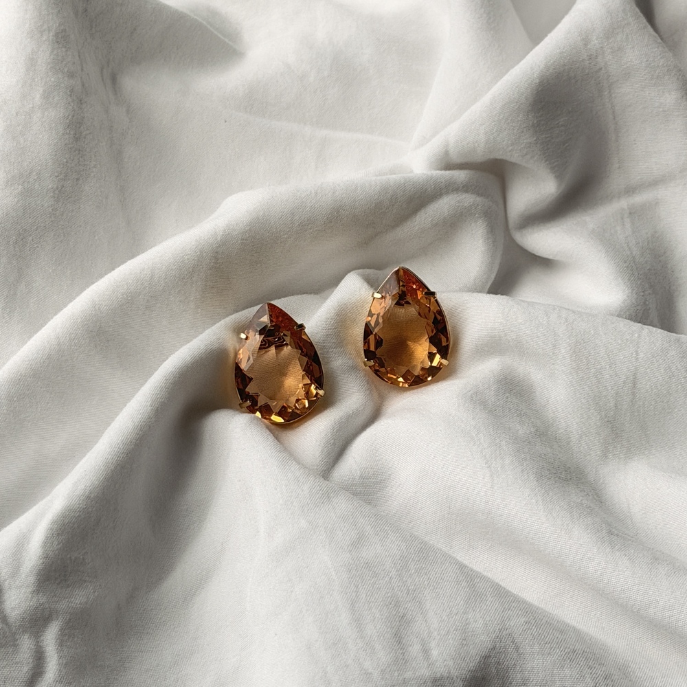 Big Drop Earrings - Gold - Reconstituted Imperial Topaz